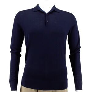 The Men's Store Bloomingdale's Merino Wool Polo Sweater Small Navy Blue Classic